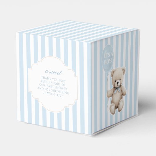 Schattigee blauwe teddybeer met ballon baby boy do bedankdoosjes (Achterkant)