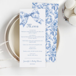 Schattigee Blauwe Toile Bow  Baby Boy Shower Menu