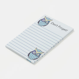 Schattigee blauwe uil gevoerd post-it® notes