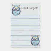 Schattigee blauwe uil gevoerd post-it® notes (Voorkant)