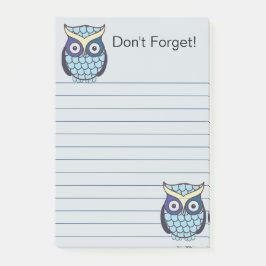 Schattigee blauwe uil gevoerd post-it® notes