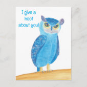 Schattigee Blauwe Uil, Valentijn Briefkaarten (Voorkant)