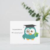 Schattigee Blauwe Uil voor Afstuderen Aankondigingskaart (Staand voorkant)