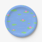 Schattigee Blauwe Vijver met Lily Pad Print Papier Papieren Bordje (Voorkant)