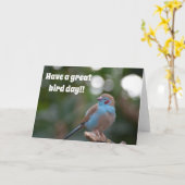 Schattigee blauwe vink verjaardag kaart (Gele Bloem)