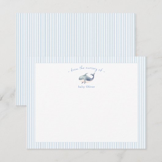 Schattigee blauwe vinvis Baby Boy blauw Bedankkaart (Voorkant / Achterkant)