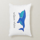 Schattigee blauwe vinvis gepersonaliseerd accent kussen (Voorkant(Verticaal))
