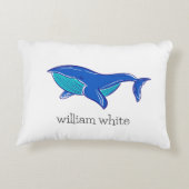 Schattigee blauwe vinvis gepersonaliseerd accent kussen (Achterkant)