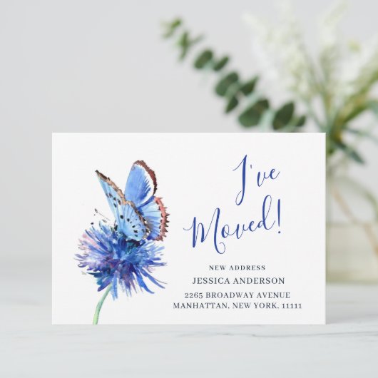 Schattigee Blauwe Vlinder Bloem Bewegende Aankondi Aankondiging (Staand voorkant)