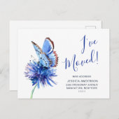 Schattigee Blauwe Vlinder Bloem Bewegende Aankondi Aankondigingskaart (Voorkant / Achterkant)