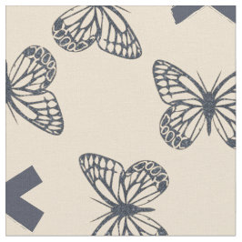 Schattigee Blauwe Vlinders & Custom Bold Monogram Stof