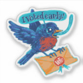 Schattigee Blauwe Vogel Ik heb Sticker gestemd (Voorkant)