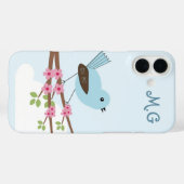 Schattigee Blauwe Vogel in Bloesemboom Monogram Case-Mate iPhone Case (Achterkant (horizontaal))