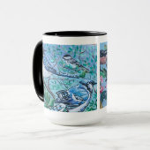 Schattigee Blauwe Vogel Kijken Kunstwerk Bone Chin Mok (Voorkant links)