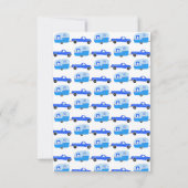 Schattigee Blauwe Vrachtwagen & Aanhangwagen BABY  Bedankkaart (Achterkant)