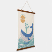 Schattigee Blauwe Walvis Kinder Kamer Hangende Tap Hangend Wandkleed (Gebogen)