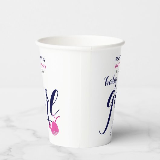 Schattigee blauwe walvis oceaan thema Baby shower Papieren Bekers (Rechts)