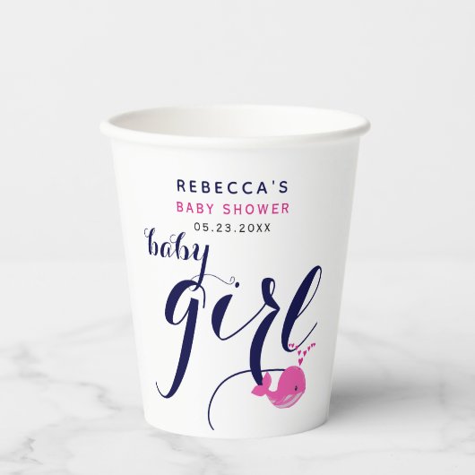 Schattigee blauwe walvis oceaan thema Baby shower Papieren Bekers (Voorkant)