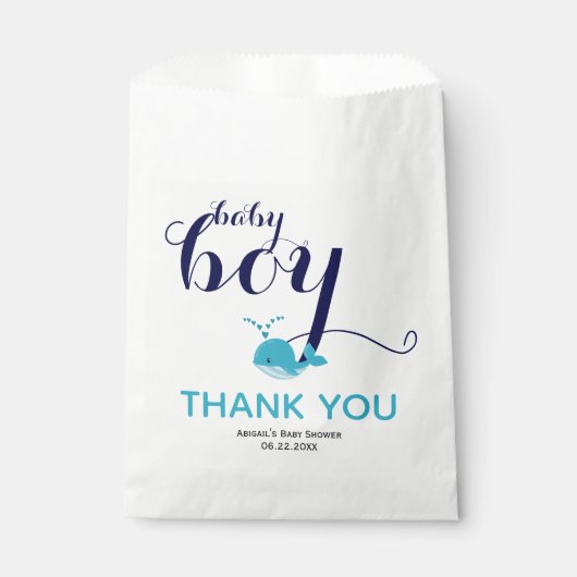 Schattigee blauwe walvis oceaan thema Thank You Ba Bedankzakje (Voorkant)