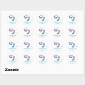 Schattigee blauwe walvis oceaan thema Thank You Ba Ronde Sticker (Vel)