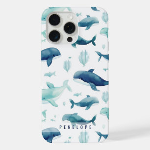 Schattigee blauwe walvissen gepersonaliseerde iPho iPhone 15 Pro Max Case