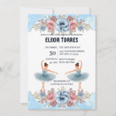 Schattigee Blauwe Waterverf Bloemen Ballerina Baby Kaart (Voorkant)