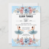 Schattigee Blauwe Waterverf Bloemen Ballerina Baby Kaart (Voorkant)