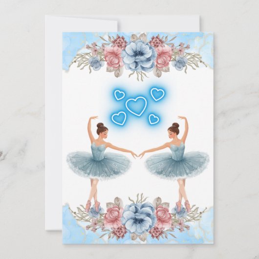 Schattigee Blauwe Waterverf Bloemen Ballerina Baby Kaart (Achterkant)