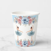 Schattigee Blauwe Waterverf Bloemen Ballerina Baby Papieren Bekers (Voorkant)