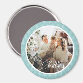 Schattigee Blauwe & Witte Kerstbomen Vakantiefoto Magneet (Voorkant / Achterkant)