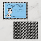 Schattigee Blauwe Zebra Baby shower Luier Raffle Informatiekaartje (Voorkant / Achterkant)