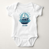 Schattigee Blauwe Zeilboot Romper (Voorkant)