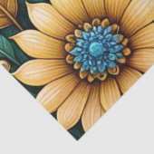 Schattigee Blauwe Zonnebloem Tuin Abstracte Art De Tissuepapier (Detail)