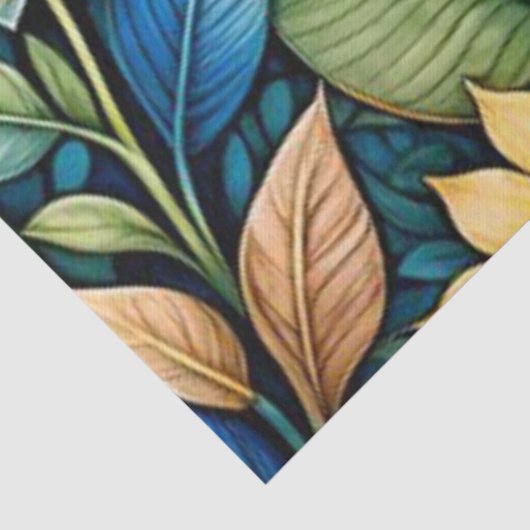 Schattigee Blauwe Zonnebloem Tuin Abstracte Art De Tissuepapier (Detail)