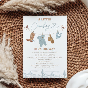 Schattigee Blauwgrijze Kleding Kleine Cowboy Baby  Kaart
