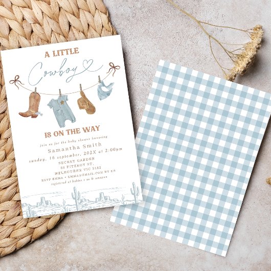 Schattigee Blauwgrijze Kleding Kleine Cowboy Baby Kaart