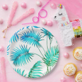 Schattigee blauwgroen bloemenpapier borden papieren bordje (Feest)