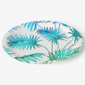 Schattigee blauwgroen bloemenpapier borden papieren bordje (Gekanteld)