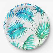 Schattigee blauwgroen bloemenpapier borden papieren bordje (Voorkant)