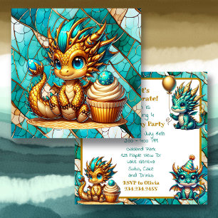 Schattigee Blauwgroen en gouden Dragon Boy's verja Kaart