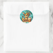 Schattigee Blauwgroen en gouden Dragon Boy's verja Ronde Sticker (Tas)