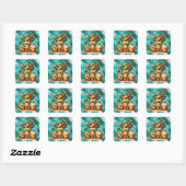 Schattigee Blauwgroen en gouden Dragon Boy's verja Vierkante Sticker (Vel)