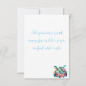 Schattigee Blauwgroen Floral Turtle bedankje Kaart (Achterkant)