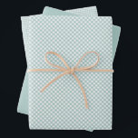 Schattigee blauwgroen gingham en stippen eenvoudig inpakpapier vel<br><div class="desc">Dit trio van inpakpapier heeft een schattig blauwgroen groen ginghampatroon, een coördinerend blauwgroen groen met witte stippen en een tweede kleiner ginghampatroon. Deze lieve en eenvoudige set inpakpapier is perfect voor genderneutrale baby shower geschenken, nieuwe babygeschenken, doopcadeau, paasgeschenk en meer. Het sluit perfect aan bij het Lea Delaveris Design Oh...</div>