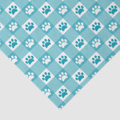 Schattigee Blauwgroen Gingham met Paw Prints Tissuepapier (Detail)