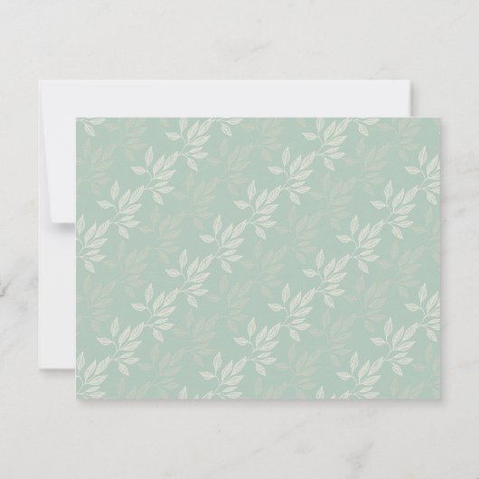 Schattigee Blauwgroen Groene Bloemen Bladeren Mono Notitiekaartje (Achterkant)