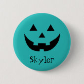Schattigee blauwgroen Jack o lantaarn aangepaste n Ronde Button 5,7 Cm (Voorkant)