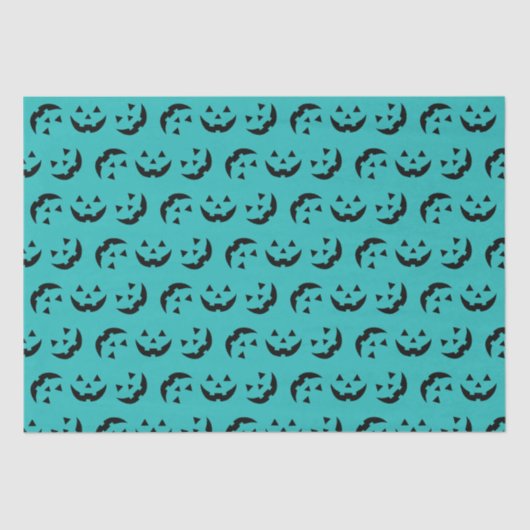 Schattigee blauwgroen jack o lantaarn pompoen gezi tissuepapier (Voorkant)