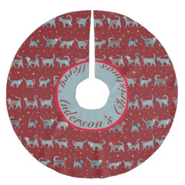Schattigee Blauwgroen kattensilhouetten in kerst p Kerstboom Rok