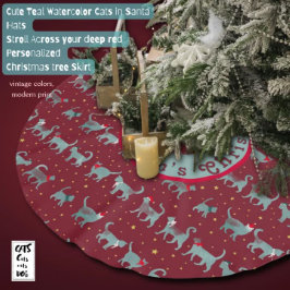 Schattigee Blauwgroen kattensilhouetten in kerst p Kerstboom Rok